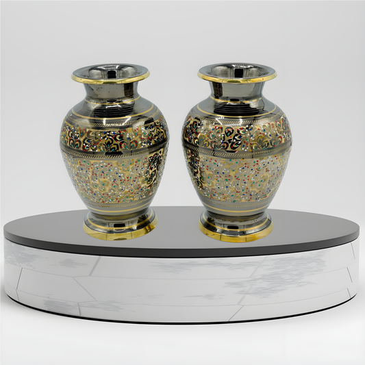 Vibrant Pair of Decorative Brass Vases