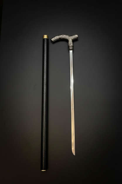 Silver T-Handle Walking Stick - Decorative Luxury Cane | Premium Black Walking Stick with Gold Accent