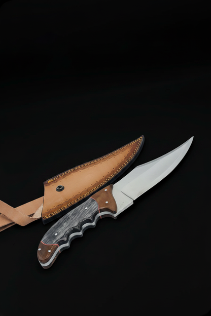 Hunter knife diagonal on black background