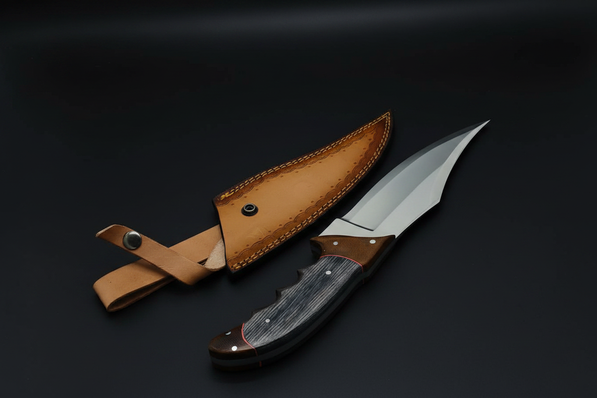 Hunter knife full length on black background