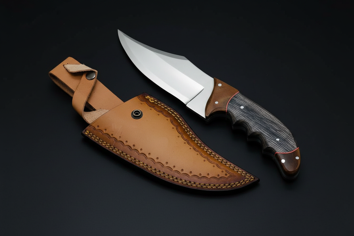 Hunter knife side by side on black background