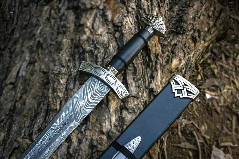 Damascus Steel Northmen Black Edition Viking Sword with Scabbard