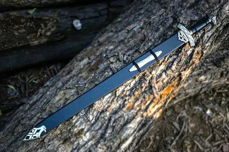 Damascus Steel Northmen Black Edition Viking Sword with Scabbard