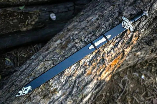 Damascus Steel Northmen Black Edition Viking Sword with Scabbard