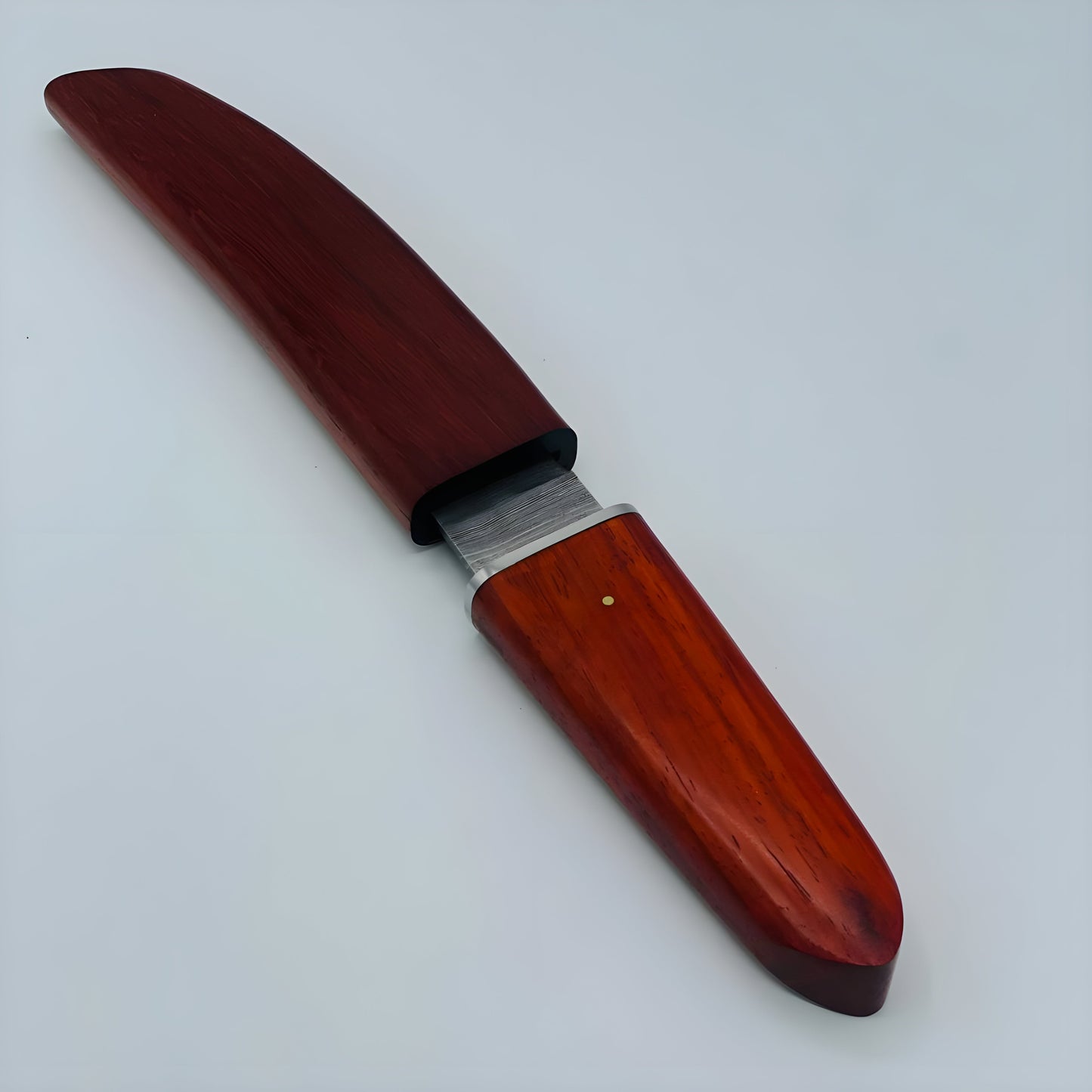 Japanese Handcrafted Damascus Tanto knife Red wood handle and sheath