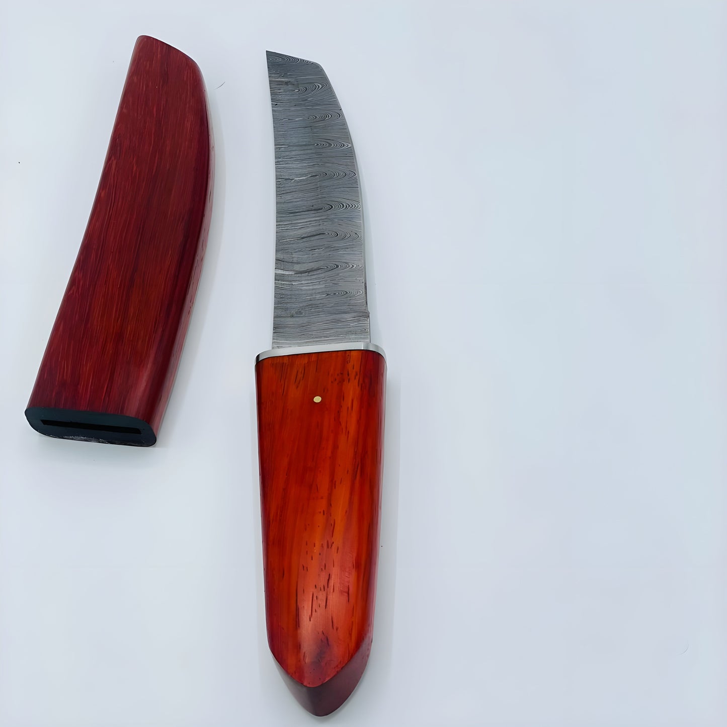 Japanese Handcrafted Damascus Tanto knife Red wood handle and sheath
