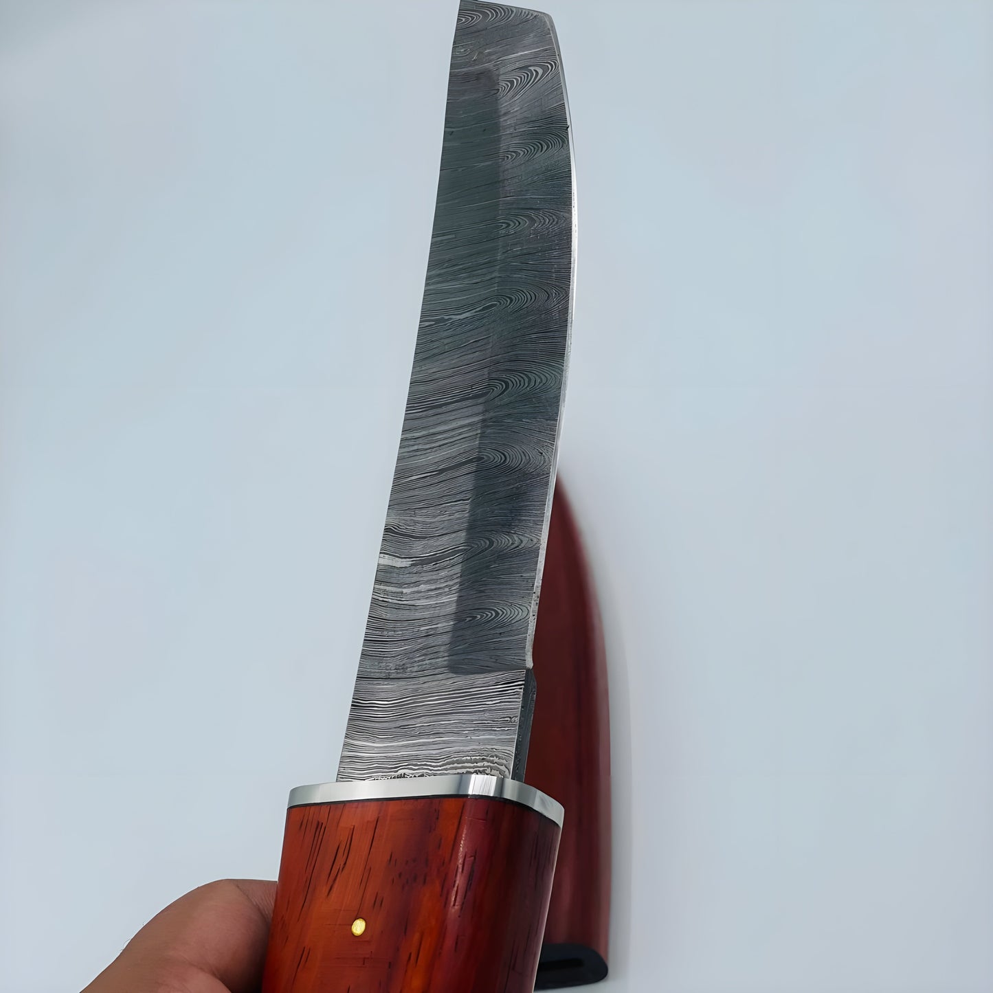 Japanese Handcrafted Damascus Tanto knife Red wood handle and sheath