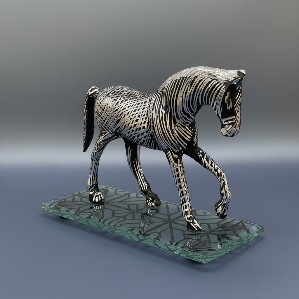 Handcrafted Metal Wire Horse Sculpture - Modern Home Decor Art Piece | Silver Decorative Statue