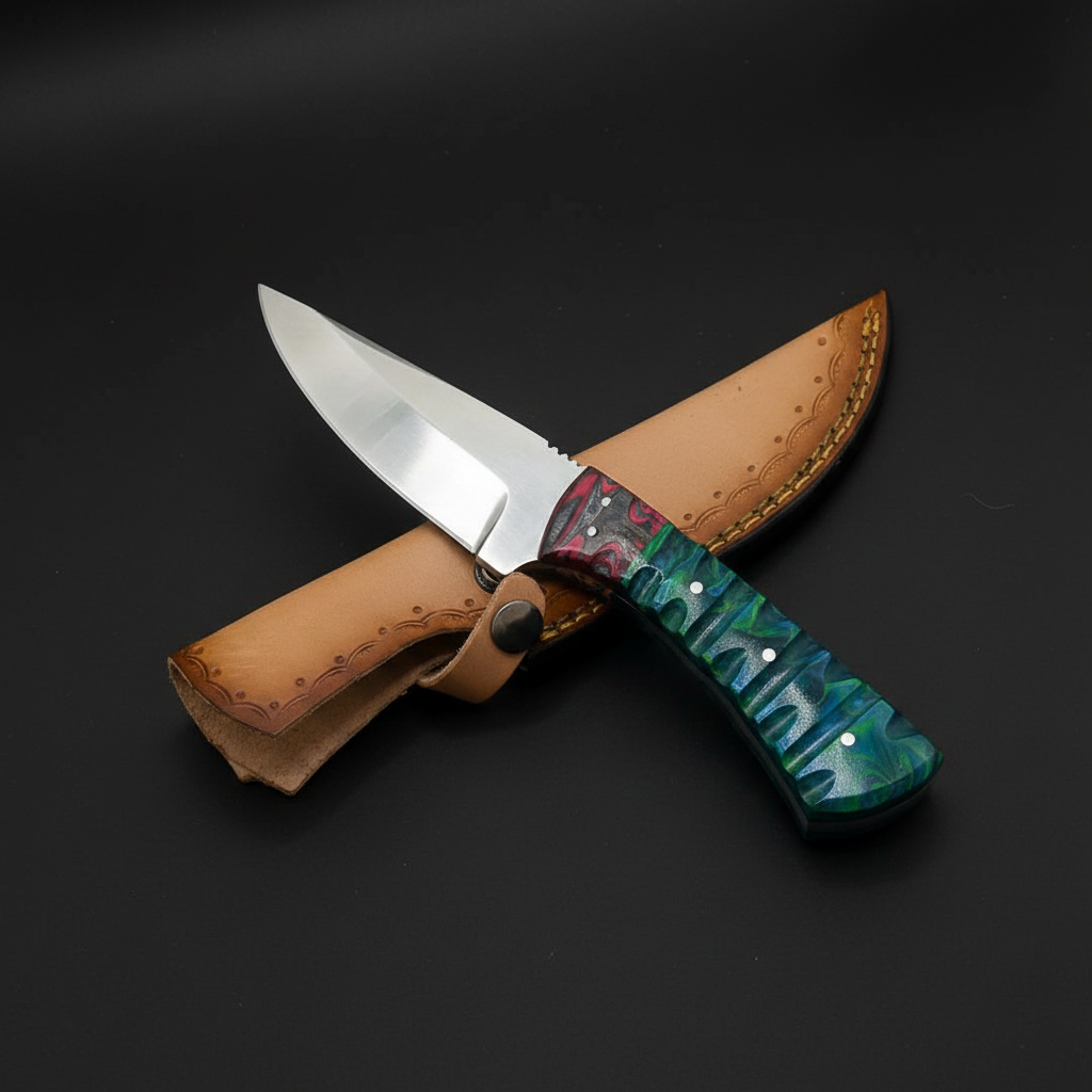 Multi-color resin knife crossed on black