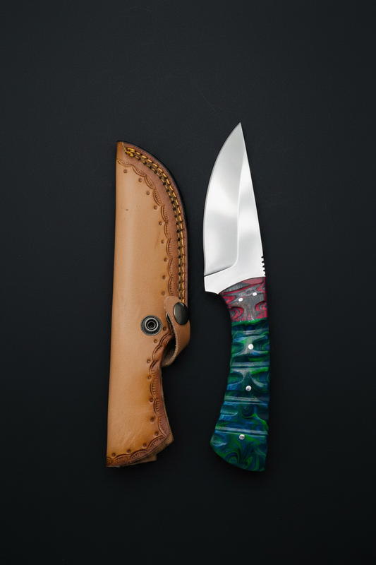 Multi-color resin knife upright on black