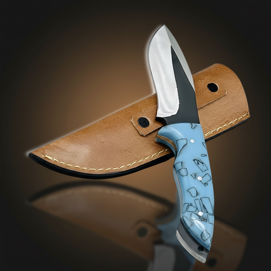 Custom Blue Resin Handle Knife